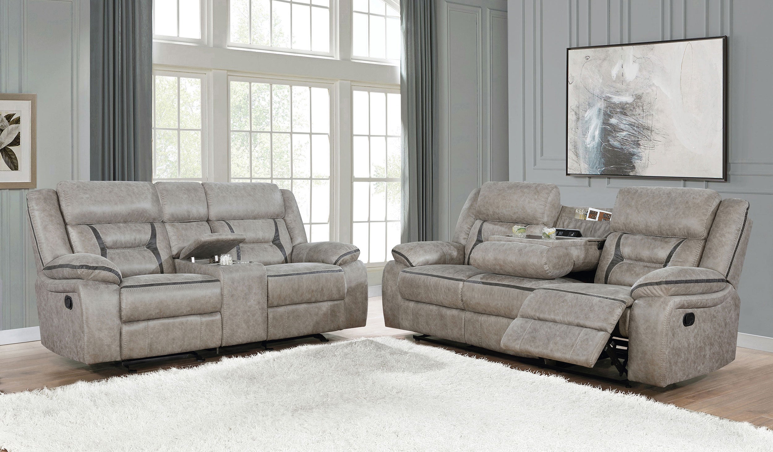 Greer Upholstered Reclining Sofa Set