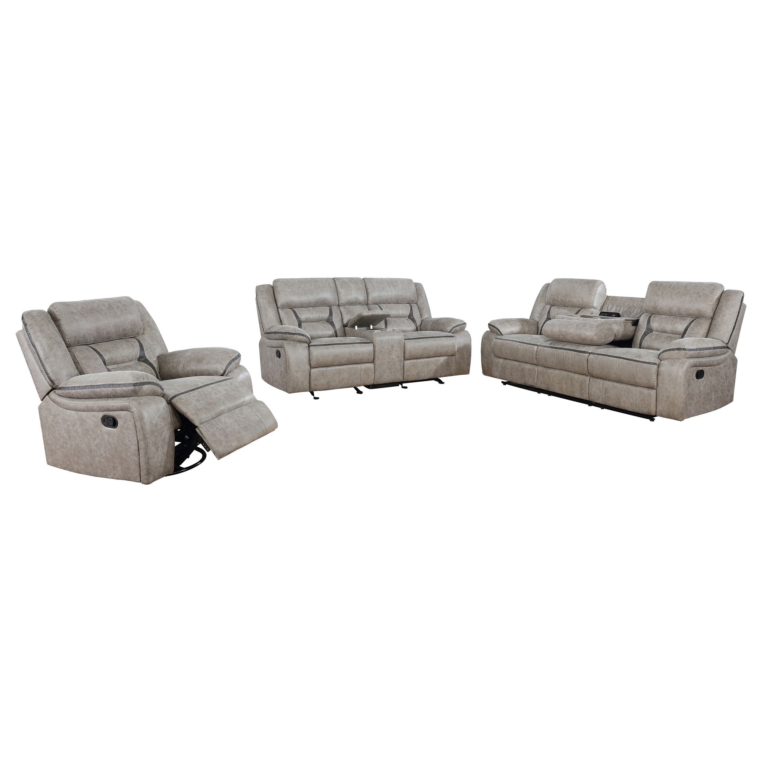 Greer Upholstered Reclining Sofa Set
