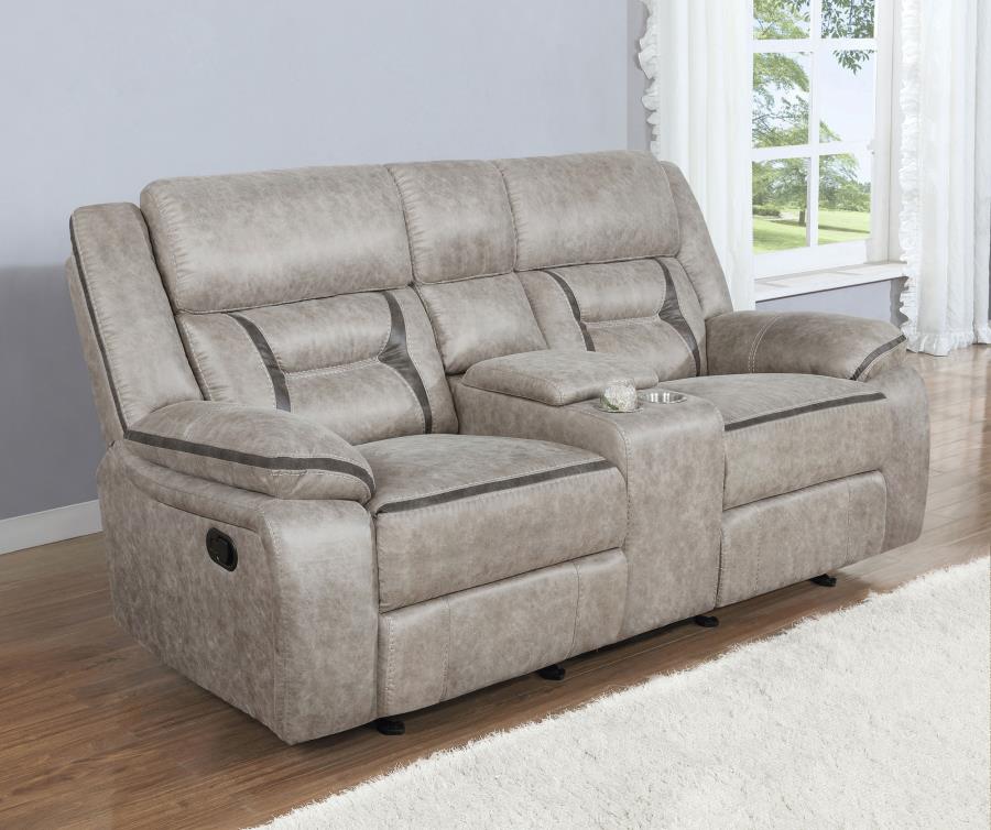 Greer Upholstered Motion Reclining Loveseat