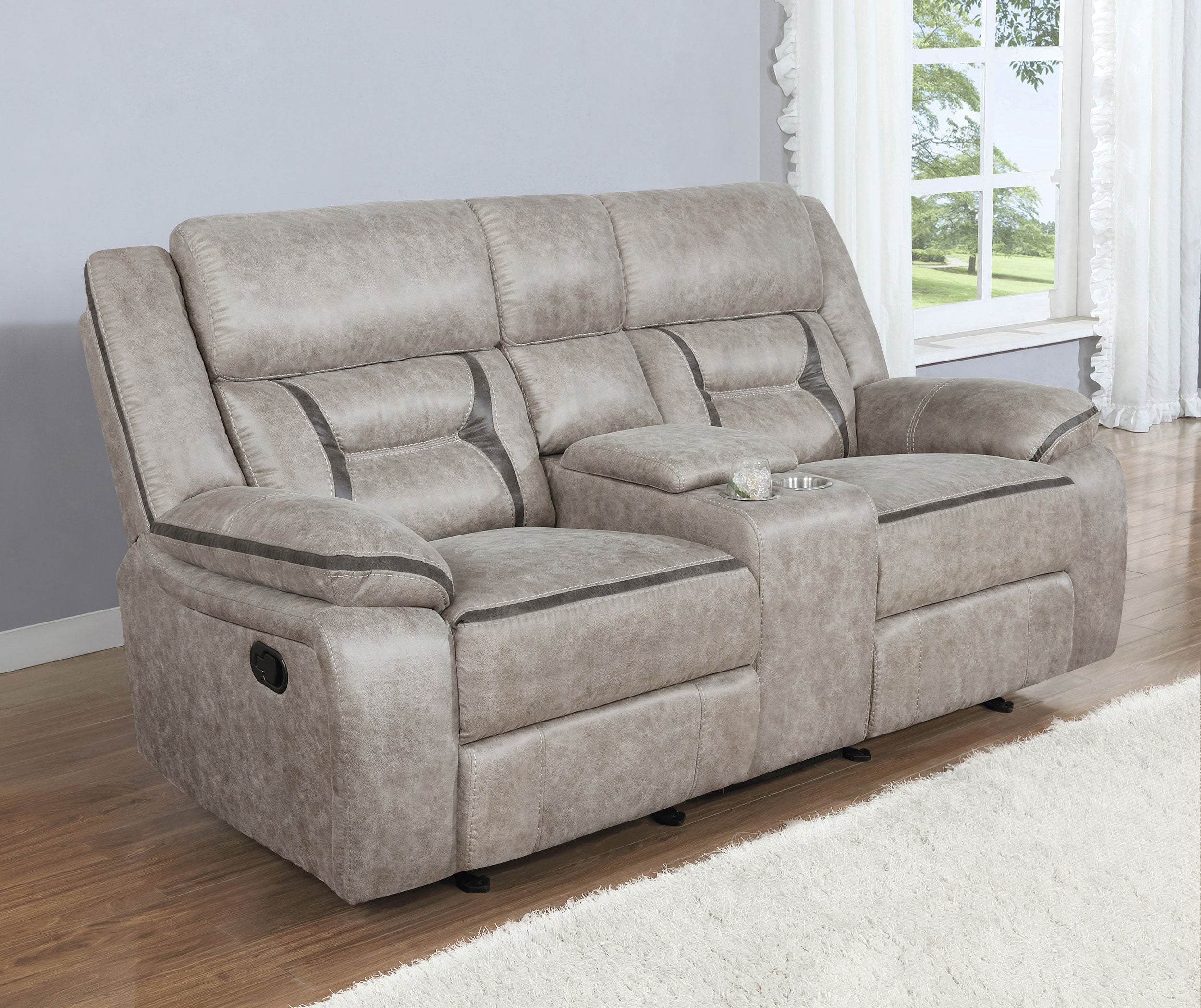 Greer Upholstered Motion Reclining Loveseat