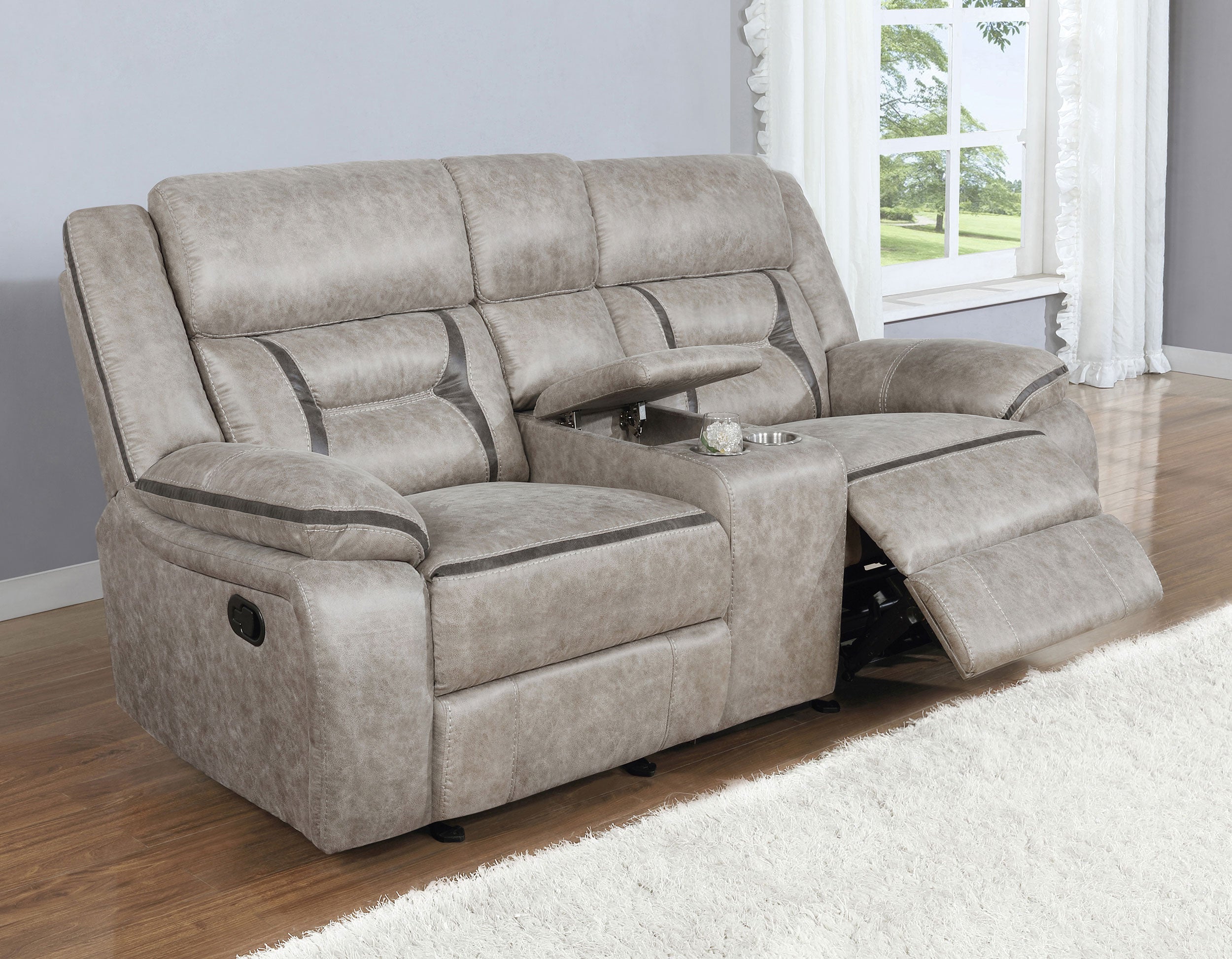 Greer Upholstered Motion Reclining Loveseat