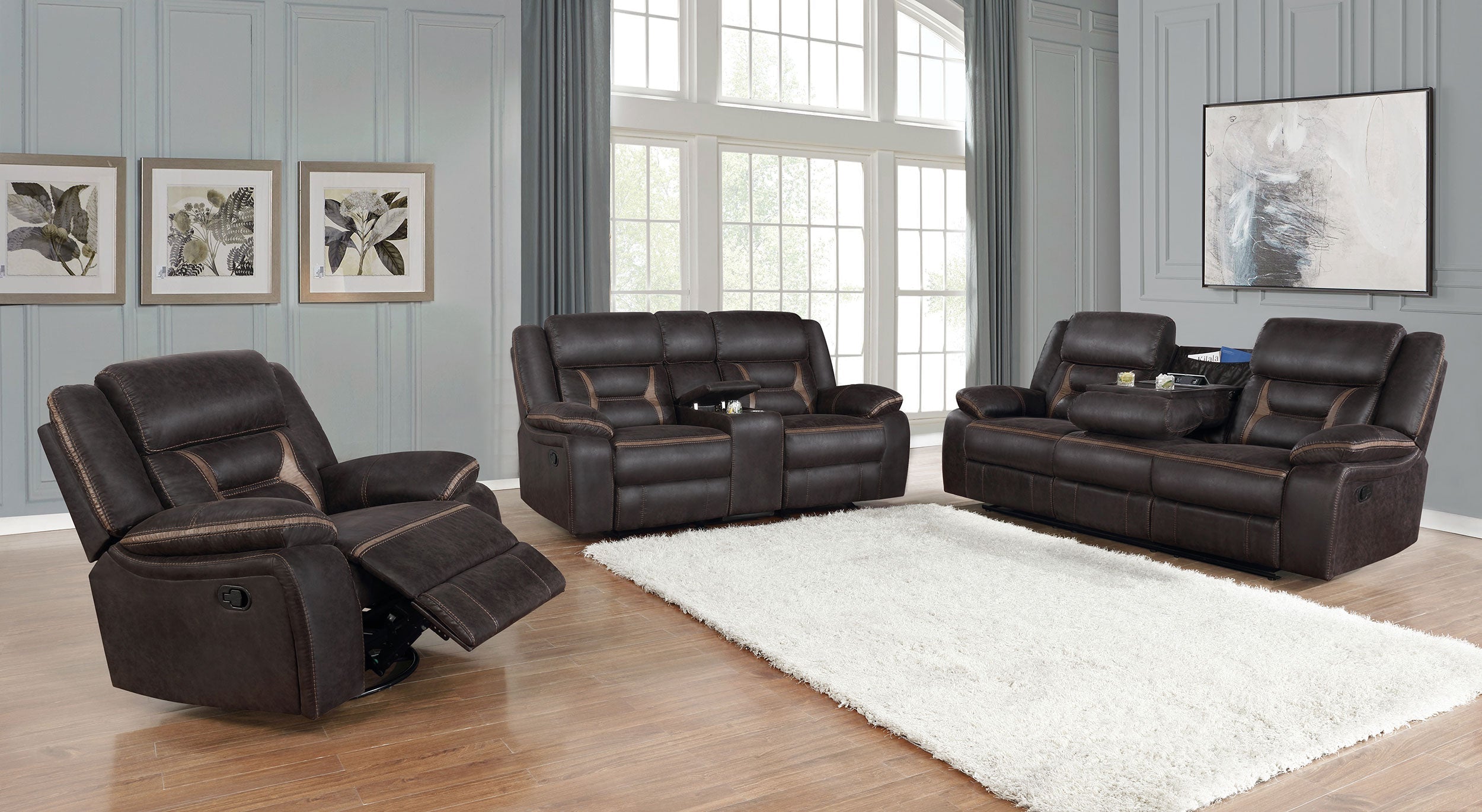 Greer Upholstered Motion Reclining Loveseat