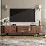 Mid-Century Modern TV Stand for 80' TV, Entertainment Center with Storage for Living Room, Bedroom, Media Console Table with 2 Drawers