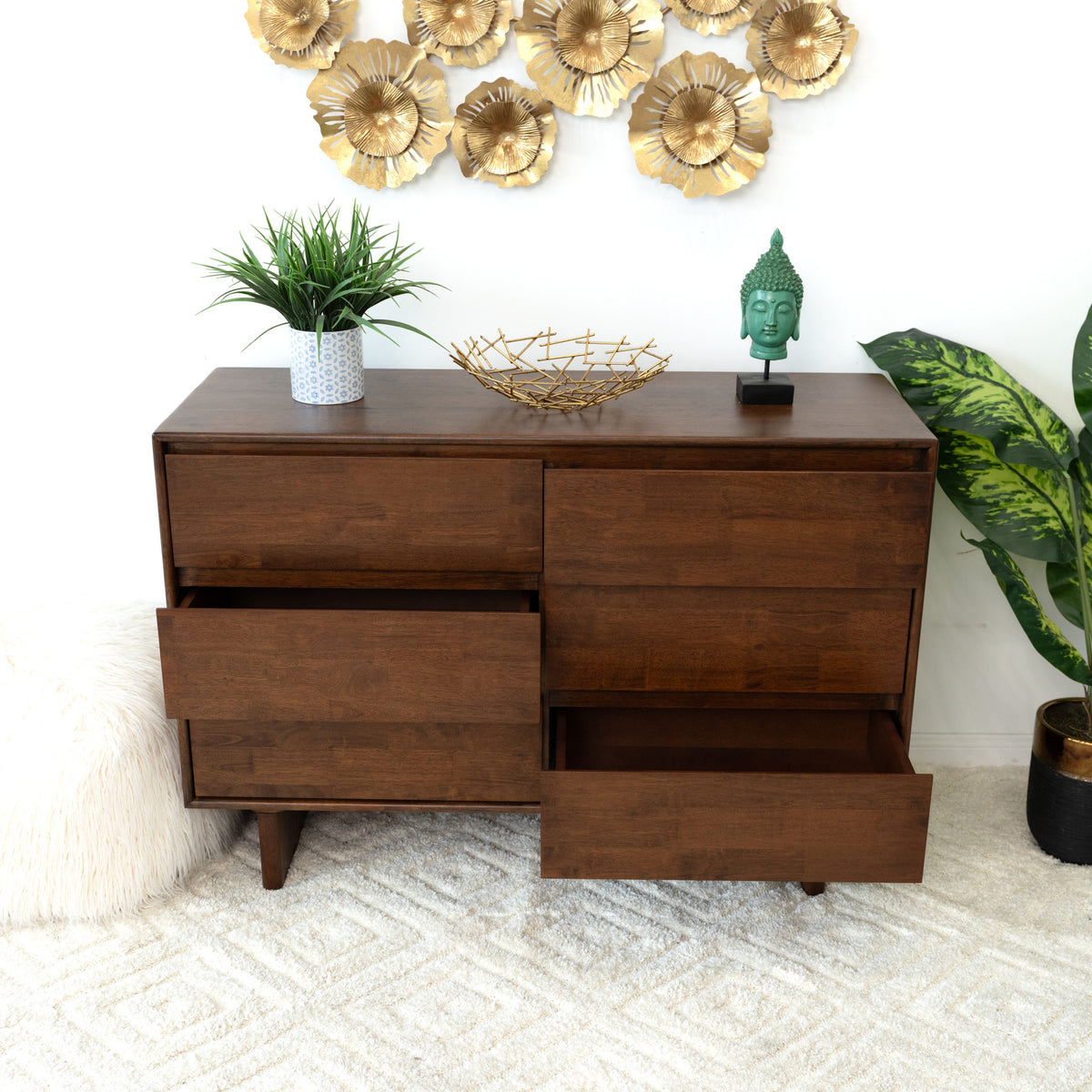 Hudson 6 Drawers Walnut Dresser