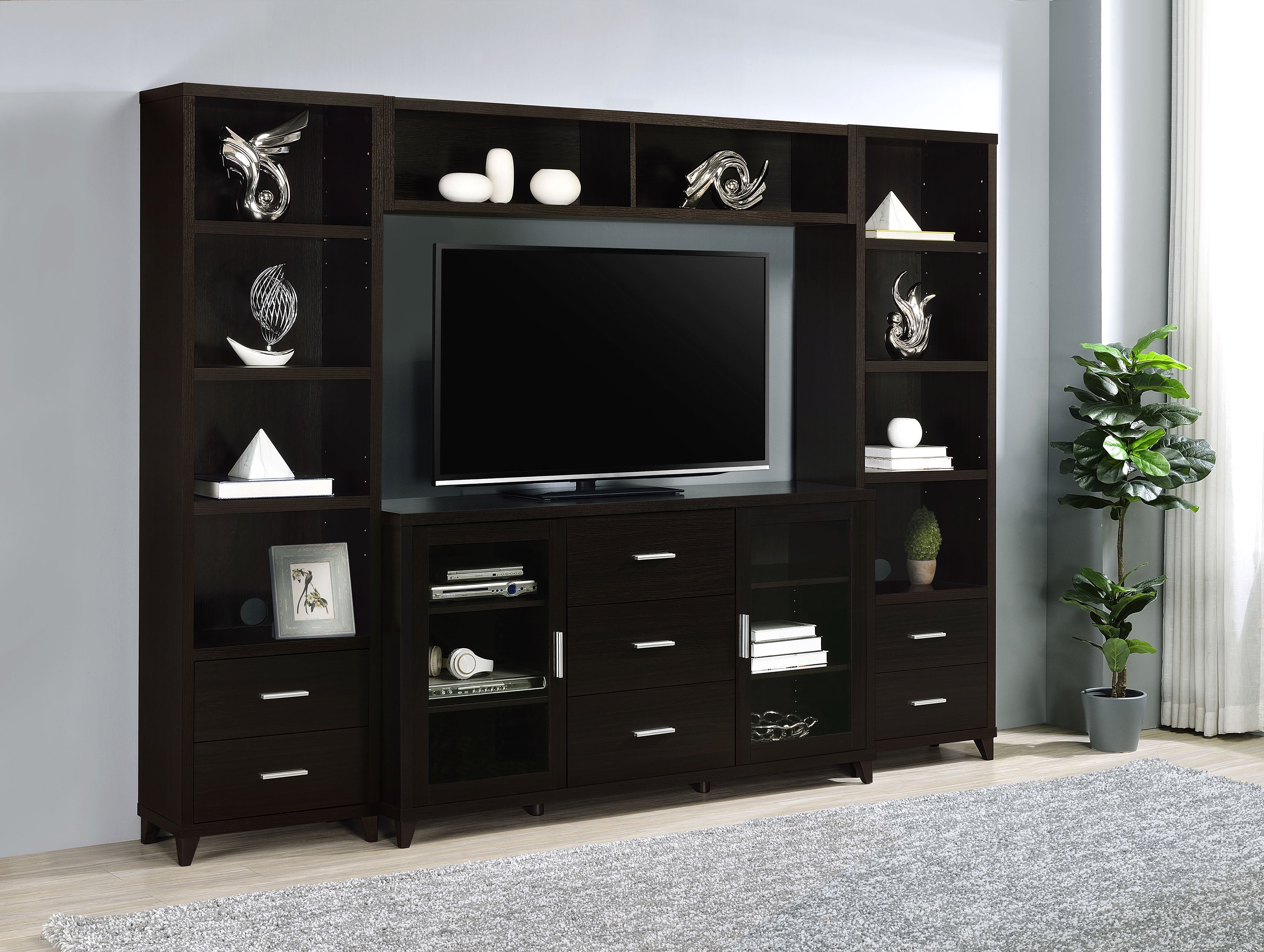 Lewes 4-shelf Engineered Wood Media Tower Cappuccino