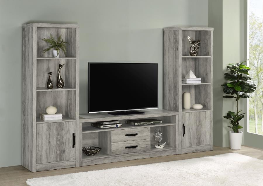 Burke 3-piece 59-inch TV Entertainment Center Grey Driftwood