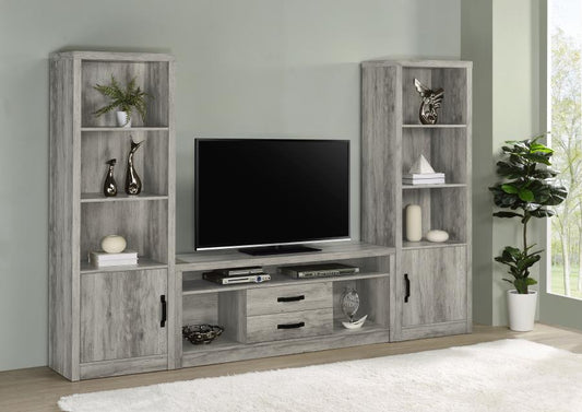 Burke 3-piece 59-inch TV Entertainment Center Grey Driftwood