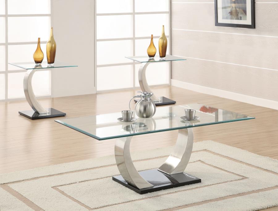 Pruitt Coffee and End Table Set Satin Silver