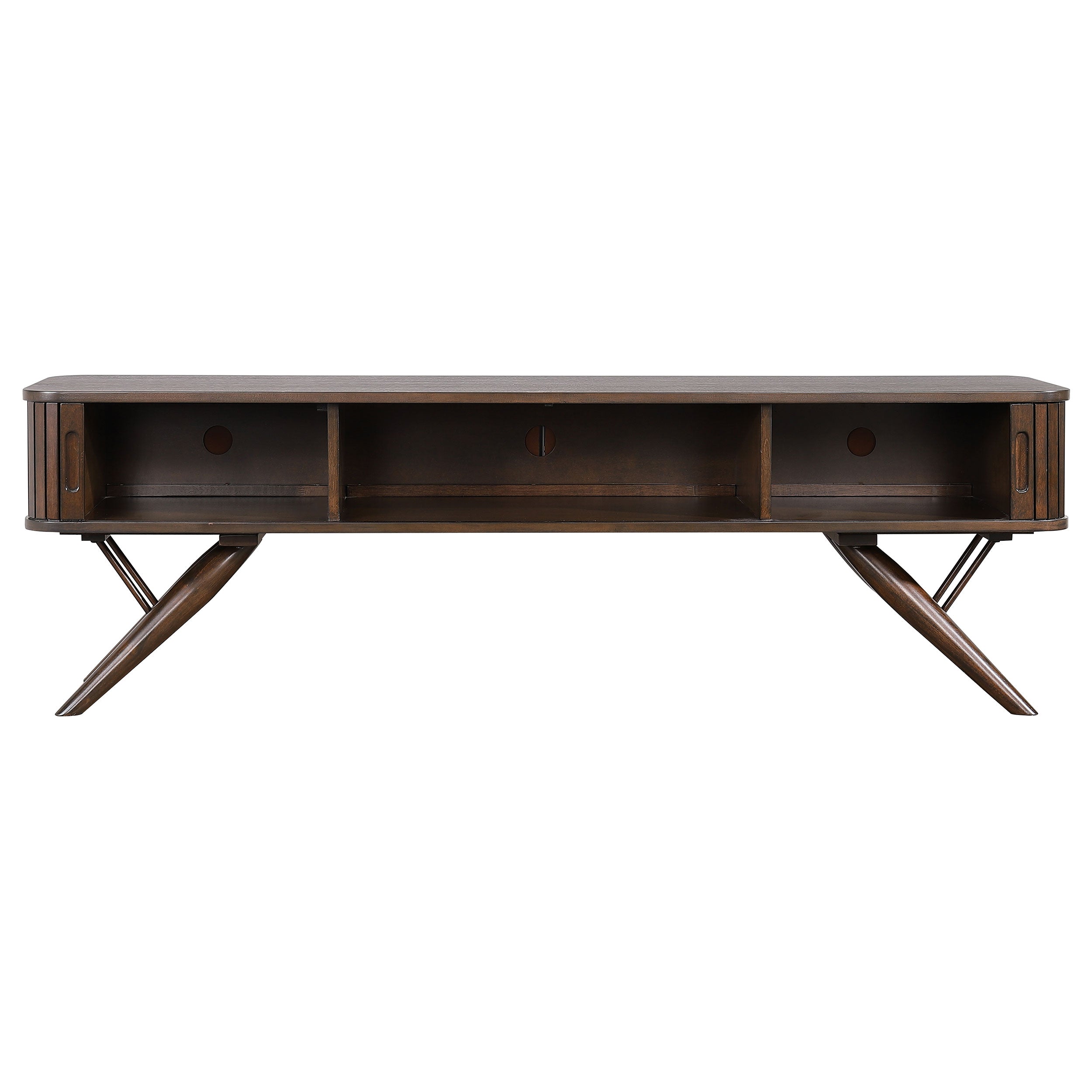 Valna Wood 71-inch TV Stand with Sliding Doors Walnut