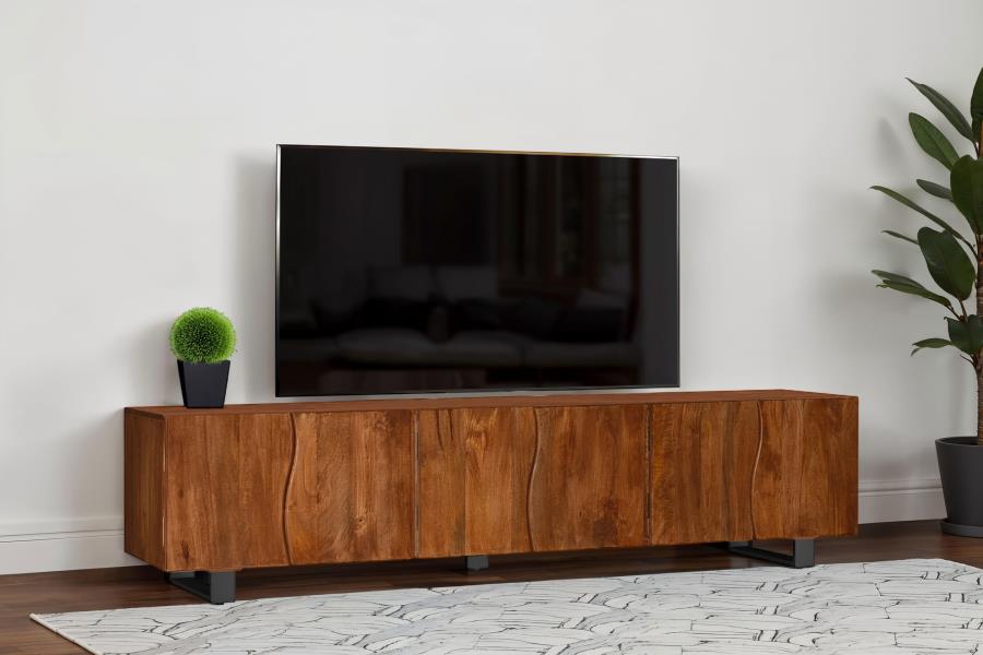 Trask 86-inch Wood TV Stand Media Console Mango Brown