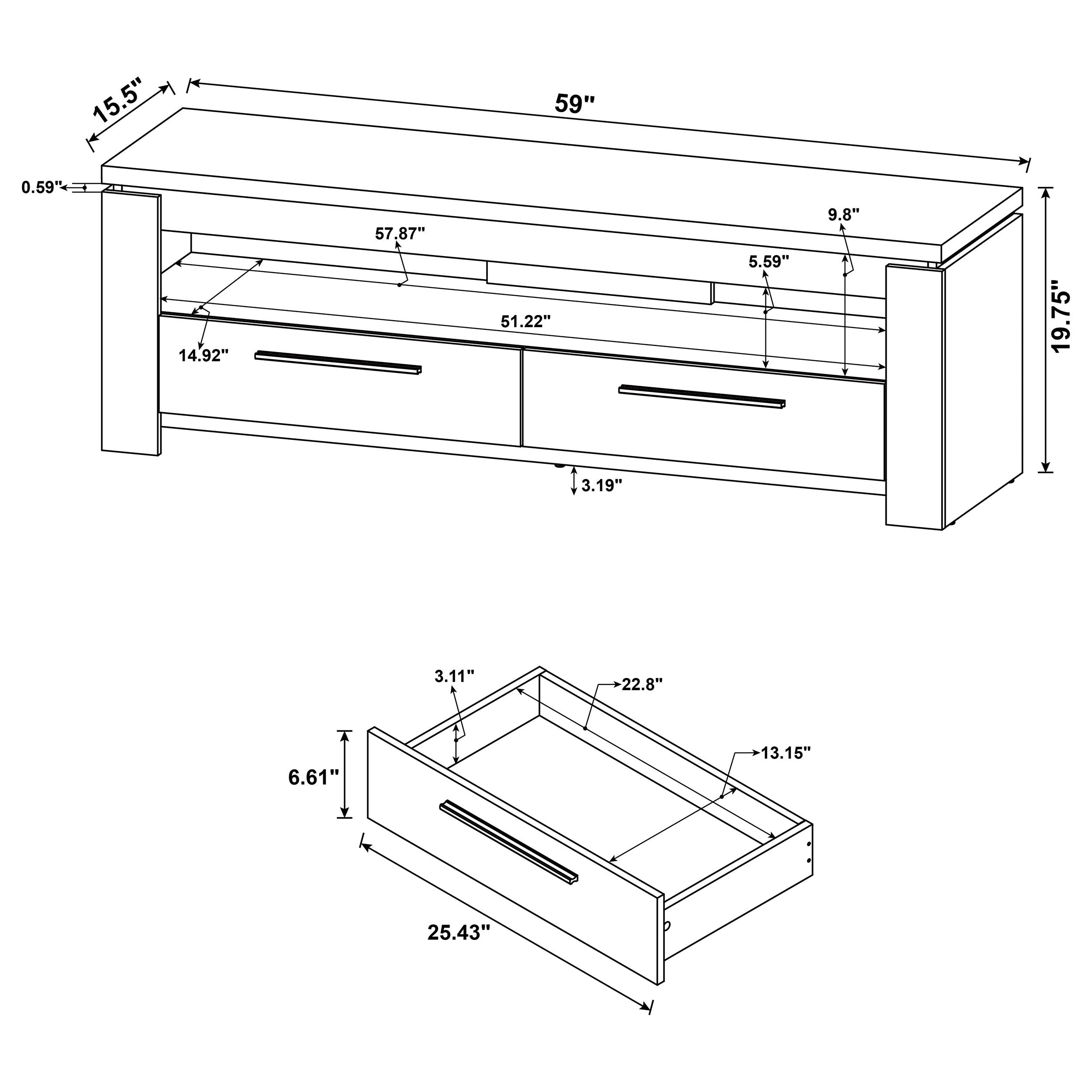 Elkton 2-drawer Engineered Wood 59-inch TV Stand