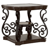 Laney Glass Top Coffee and End Table Set Dark Merlot