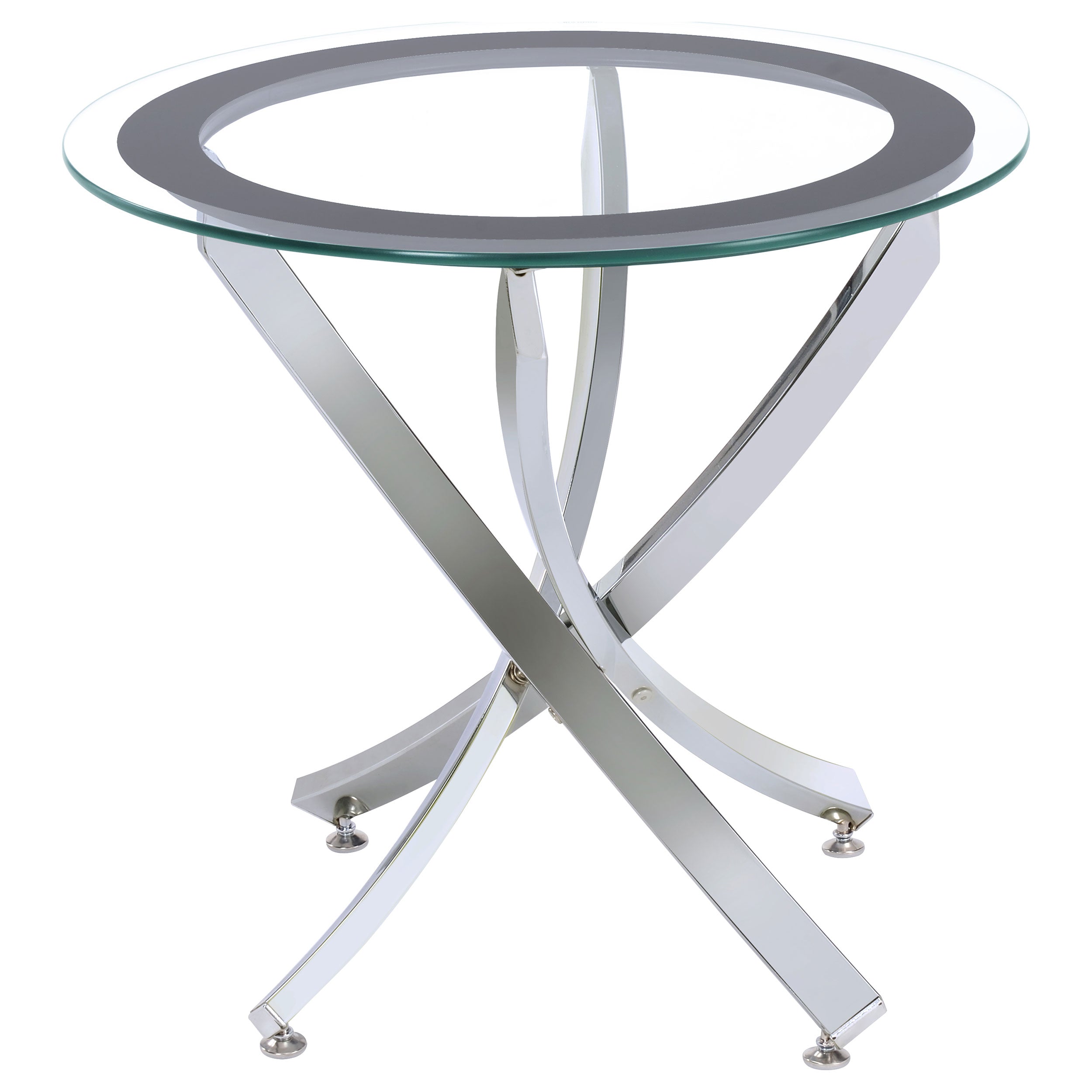 Brooke Round Glass Top Side End Table Metal Base