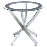 Brooke Round Glass Top Side End Table Metal Base