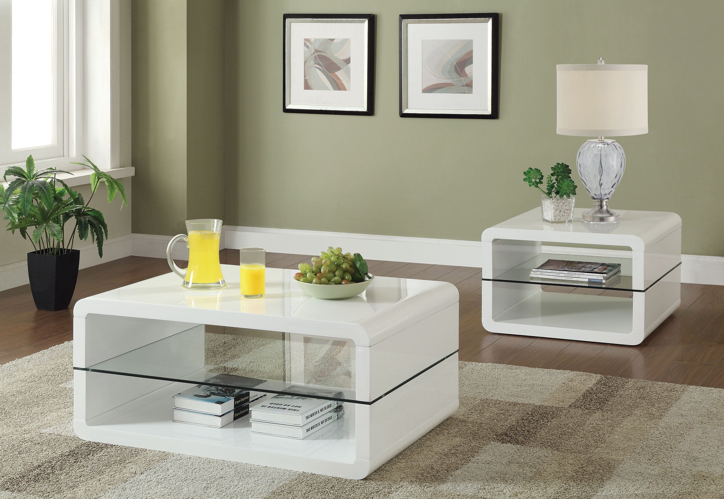 Elana Coffee and End Table Set High Gloss