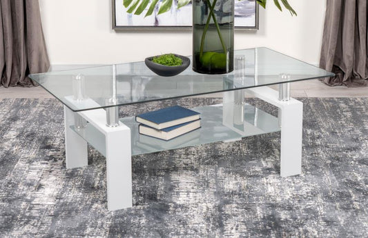 Dyer 1-shelf Rectangular Glass Top Coffee Table