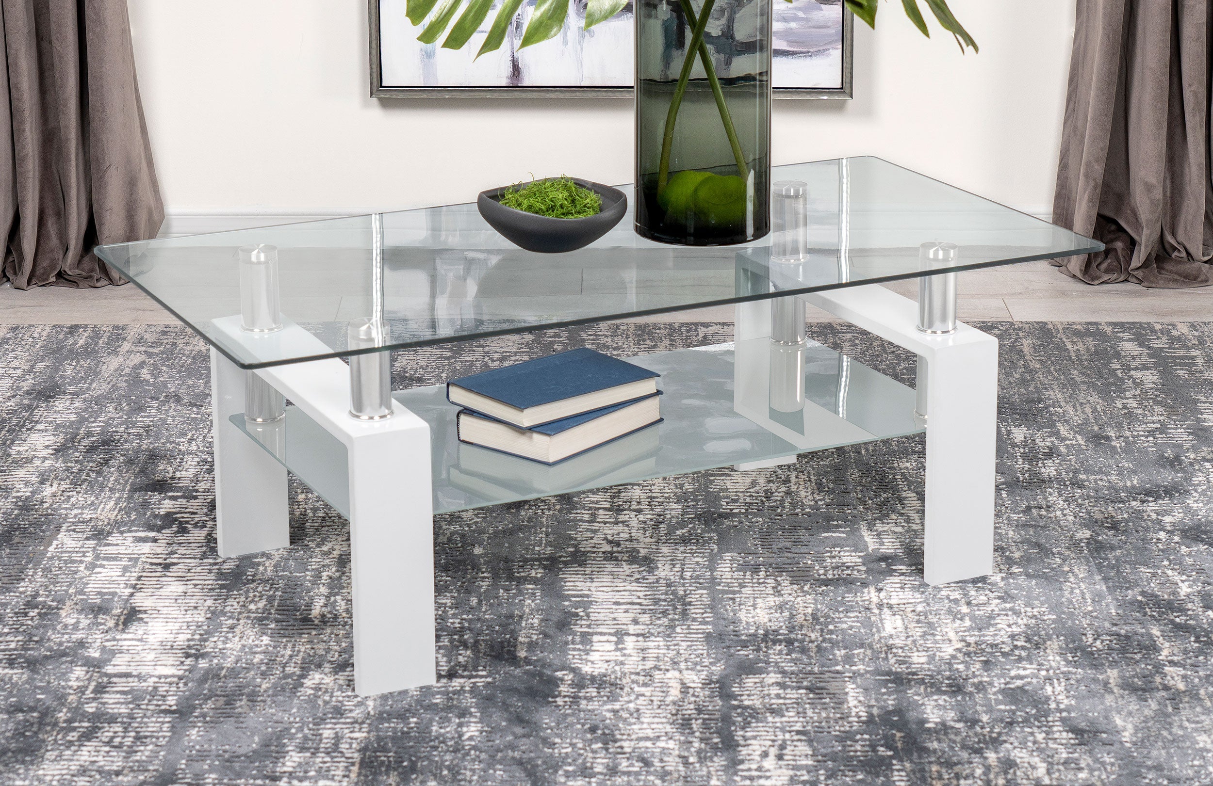 Dyer 1-shelf Rectangular Glass Top Coffee Table