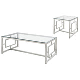 Merced Rectangular Coffee and End Table Set Nickel