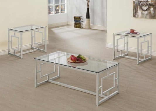 Merced Rectangular Coffee and End Table Set Nickel