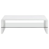 Airell Rectangular Coffee Table with Shelf White High Gloss