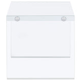 Opal Square Glass Frame Side End Table White High Gloss