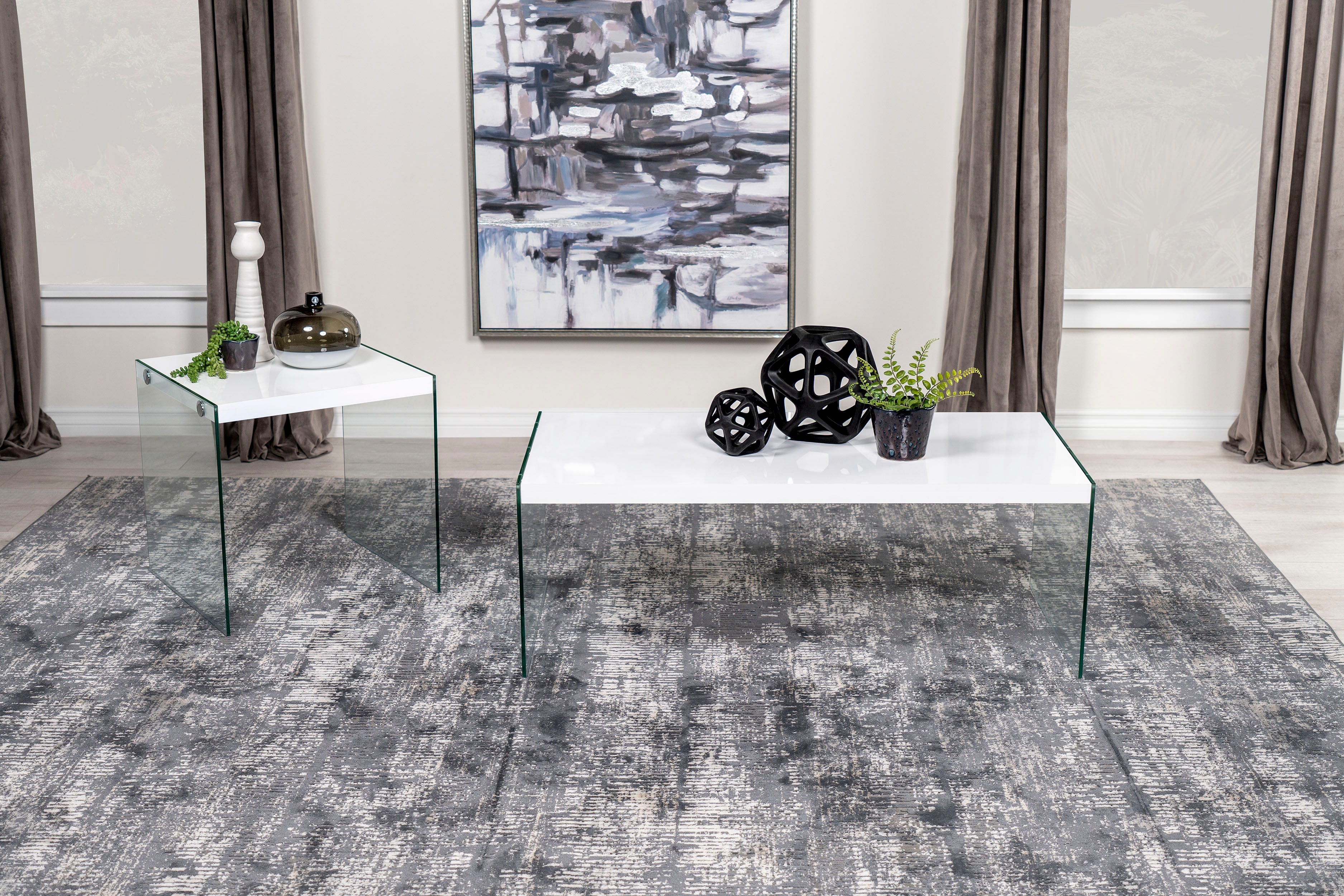 Opal Coffee and End Table Set High Gloss