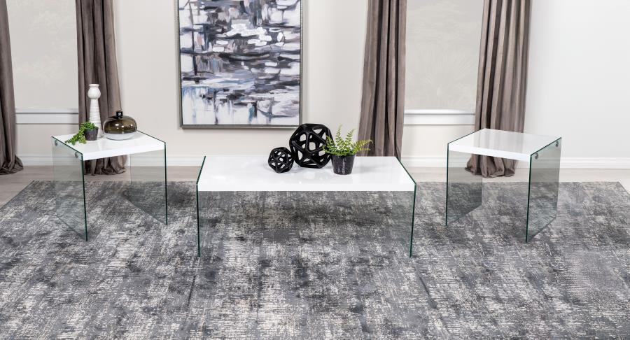 Opal Coffee and End Table Set High Gloss