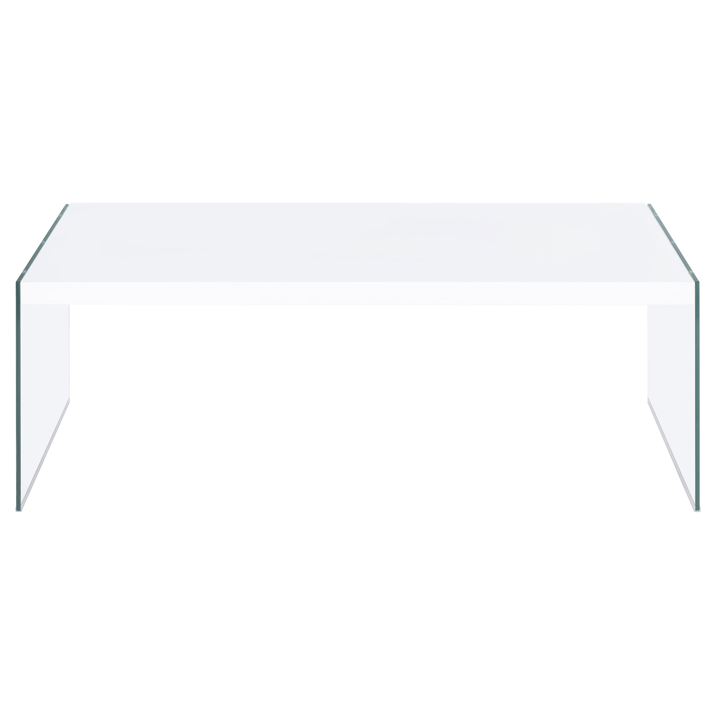 Opal Rectangular Glass Frame Coffee Table White High Gloss