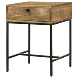 Stephie Rectangular Side End Table with Storage Honey Brown
