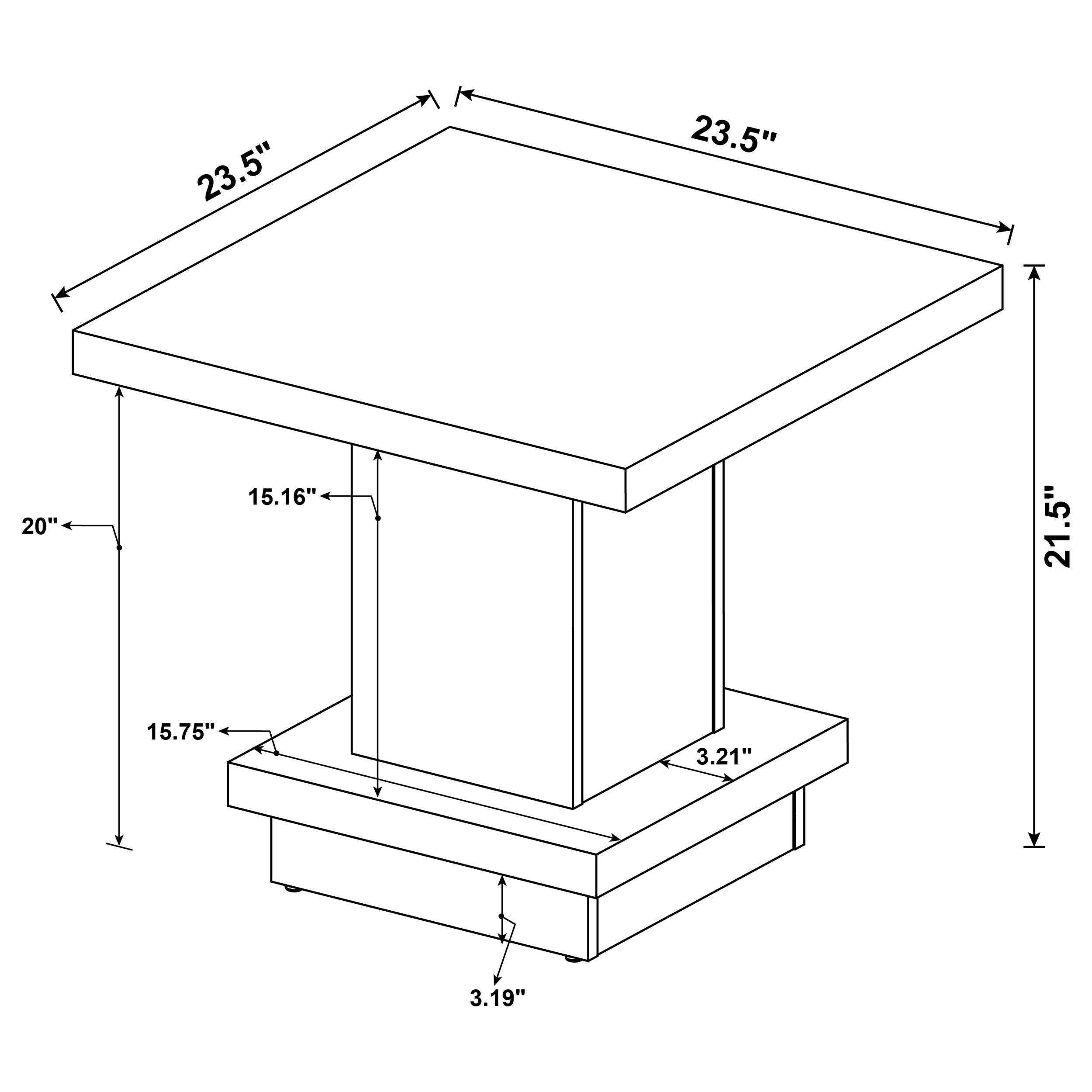 Reston Square Coffee and End Table Set Cappuccino