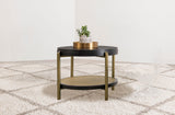 Arini Round End Side Table With Storage Shelf