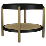 Arini Round End Side Table With Storage Shelf