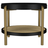 Arini Round End Side Table With Storage Shelf