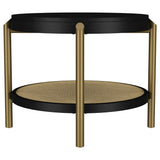 Arini Round End Side Table With Storage Shelf