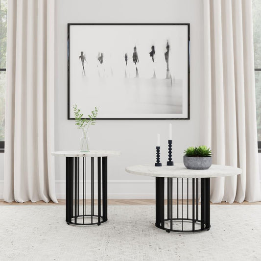 Haven Round Marble Coffee and End Table Set