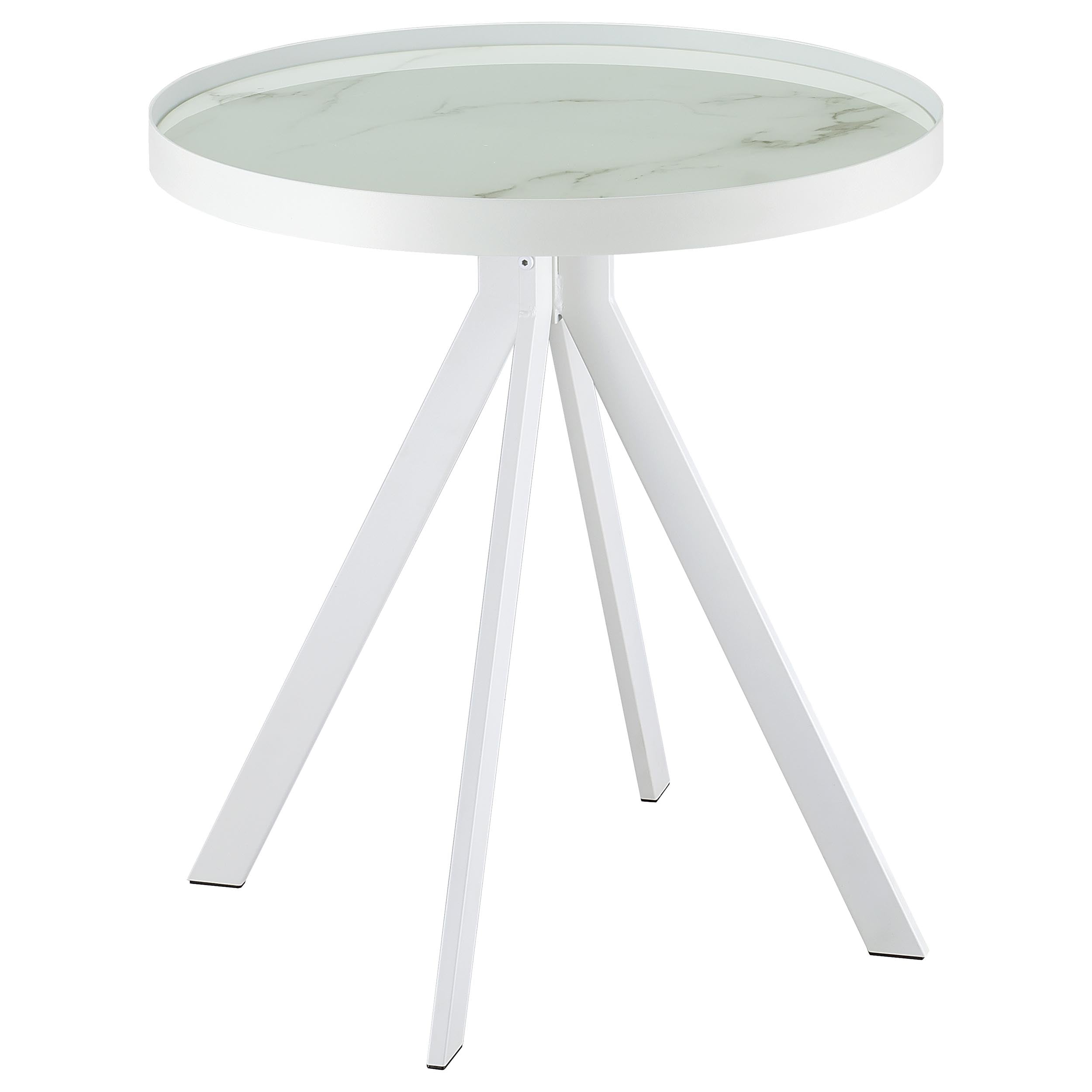 Briggs Round Marble Printed Glass Top End Side Table