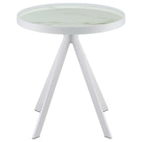 Briggs Round Marble Printed Glass Top End Side Table