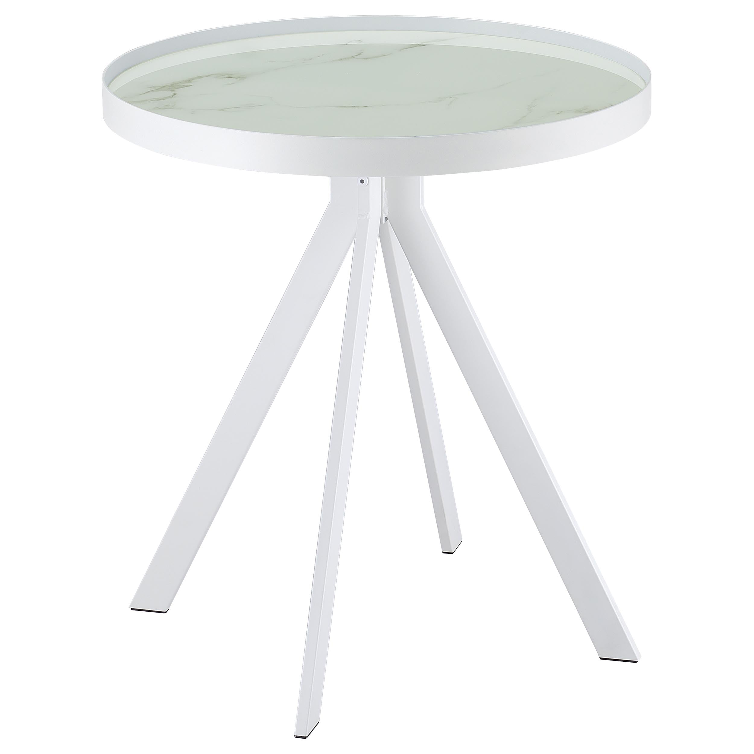 Briggs Round Marble Printed Glass Top End Side Table
