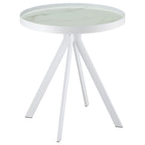 Briggs Round Marble Printed Glass Top End Side Table