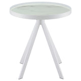 Briggs Round Marble Printed Glass Top End Side Table
