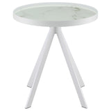 Briggs Round Marble Printed Glass Top End Side Table