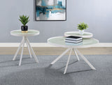 Briggs Round Marble Printed Glass Top End Side Table