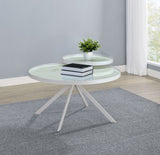Briggs Round Marble Printed Glass Top Coffee Table