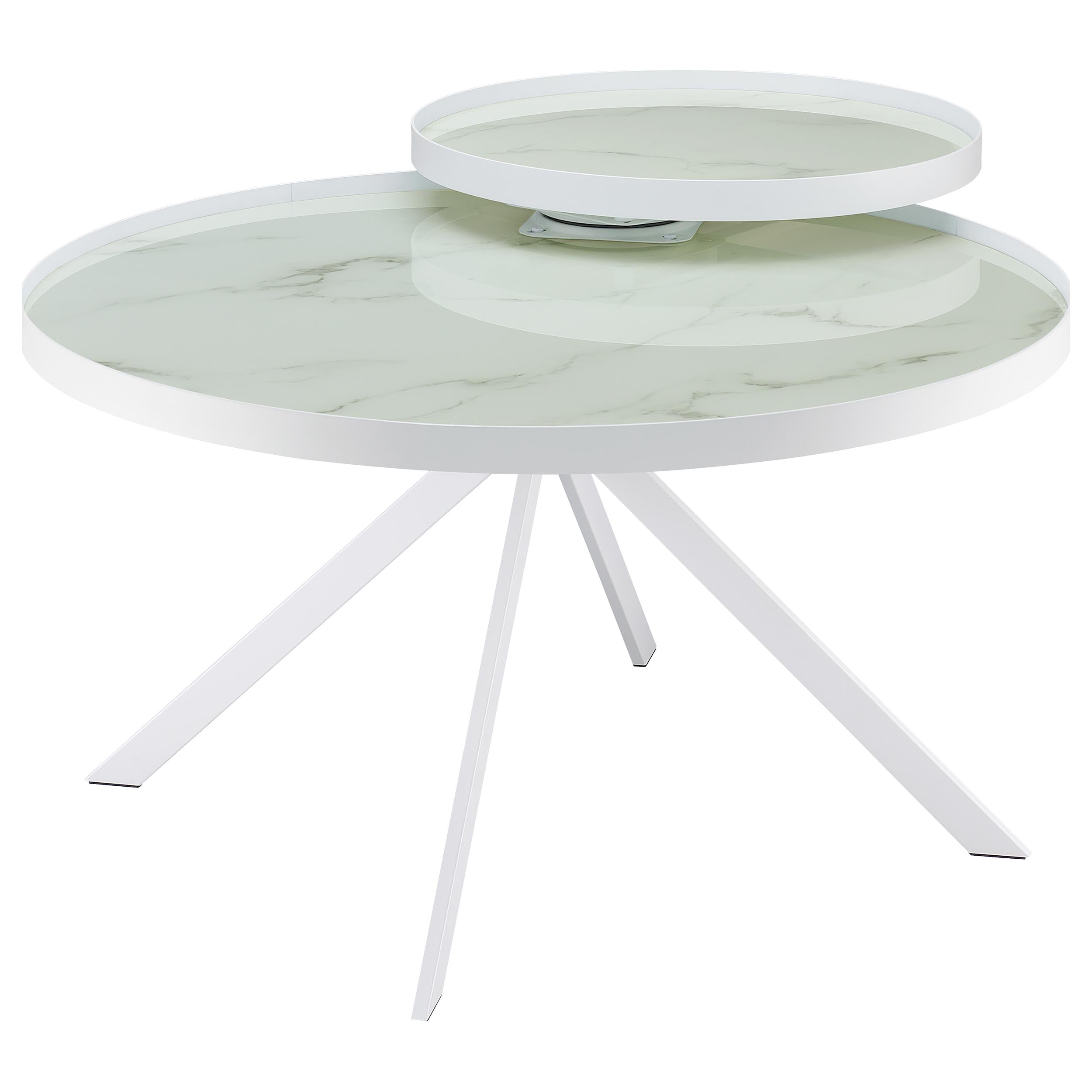 Briggs Round Marble Printed Glass Top Coffee Table