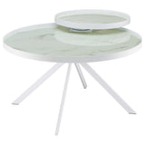 Briggs Round Marble Printed Glass Top Coffee Table