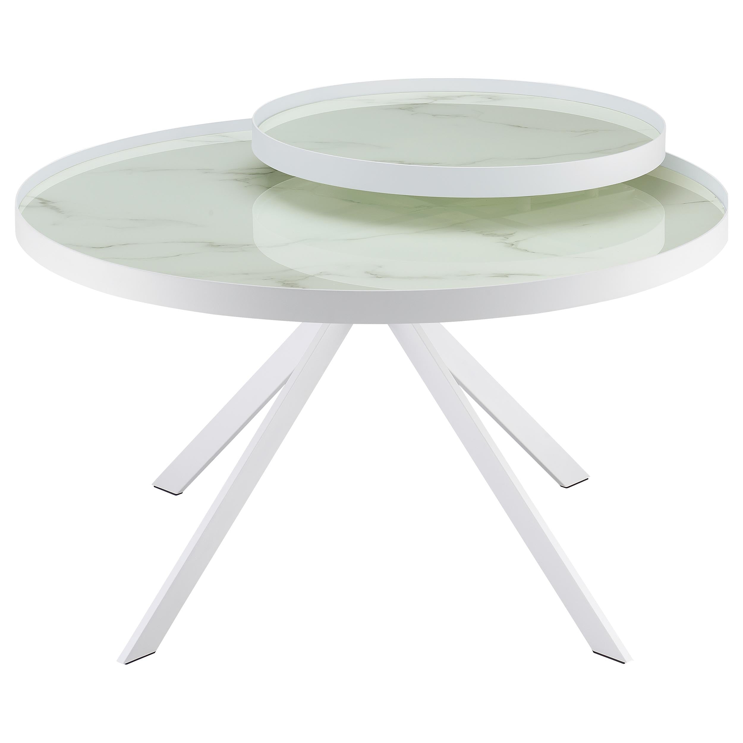 Briggs Round Marble Printed Glass Top Coffee Table