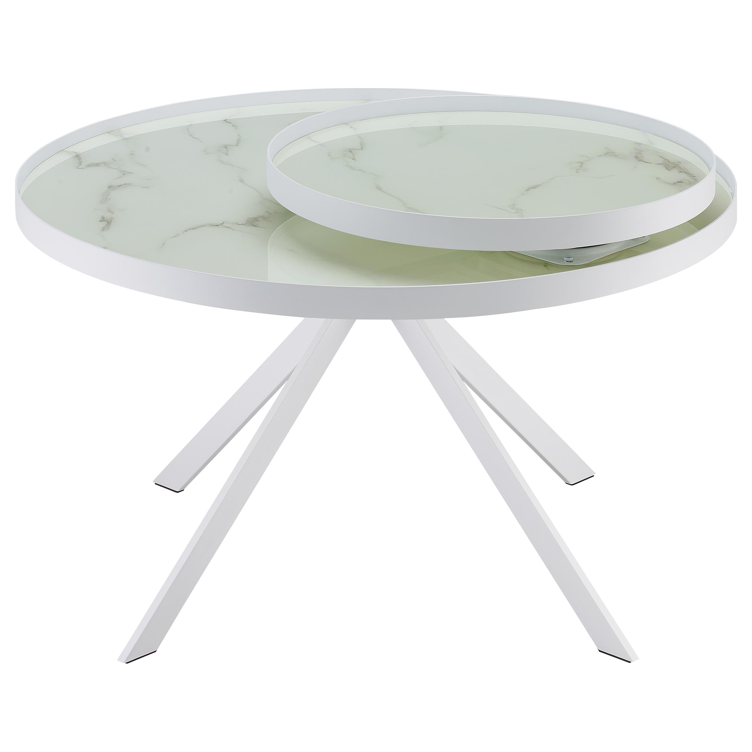 Briggs Round Marble Printed Glass Top Coffee Table