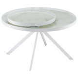 Briggs Round Marble Printed Glass Top Coffee Table