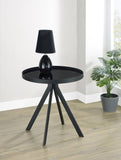 Briggs Round Marble Printed Glass Top End Side Table