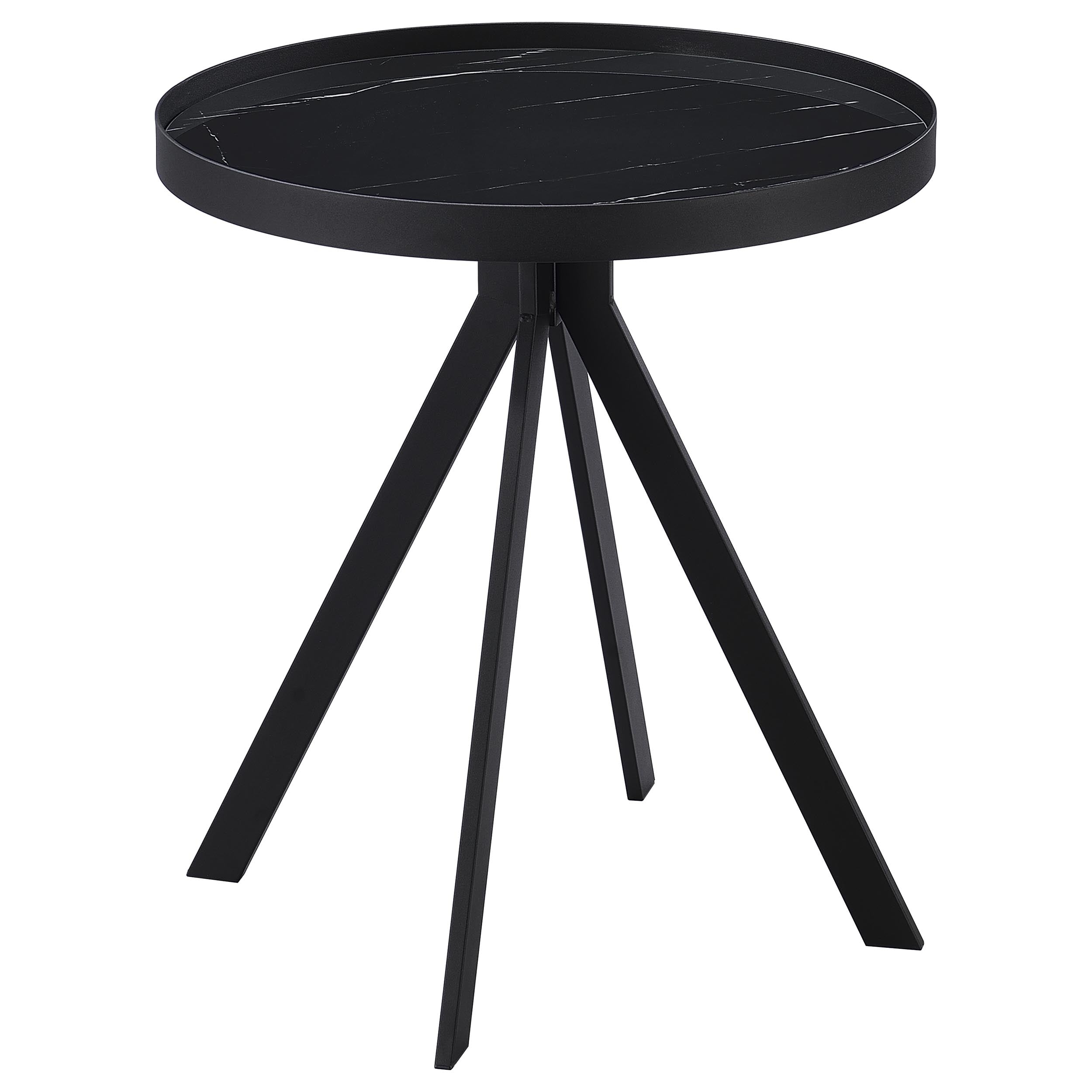 Briggs Round Marble Printed Glass Top End Side Table